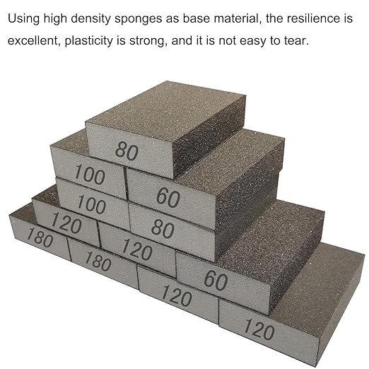 12 Pack Sanding Sponge,Sackorange Coarse/Medium/Fine/Superfine 6 Different Specifications Sanding Blocks Assortment,Washable and Reusable