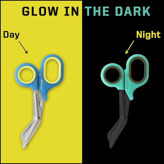 Glow in the Dark Trauma Shears ??7.5" Titanium-Coated Stainless Steel Bandage Scissors for Nurses, EMTs & Doctors | Professional Medical Shears for First Responders & Wound Care