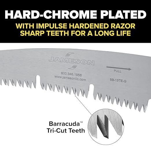 Barracuda??Tri-Cut Saw Blade with Gullet Edge, 13-Inch | Hard-Chrome Plated, Impulse Hardened Teeth | Fits Jameson and Smith Pole Saws | Durable, Clean Cutting