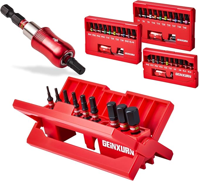 44Pieces Impact Screwdriver Bits Set, Magnetic S2 Steel 1??Phillips/Square/Torx/Slotted/Pozi/Hex Insert Bits Tips,Impact Bit Holder with Rotating Storage Box Case