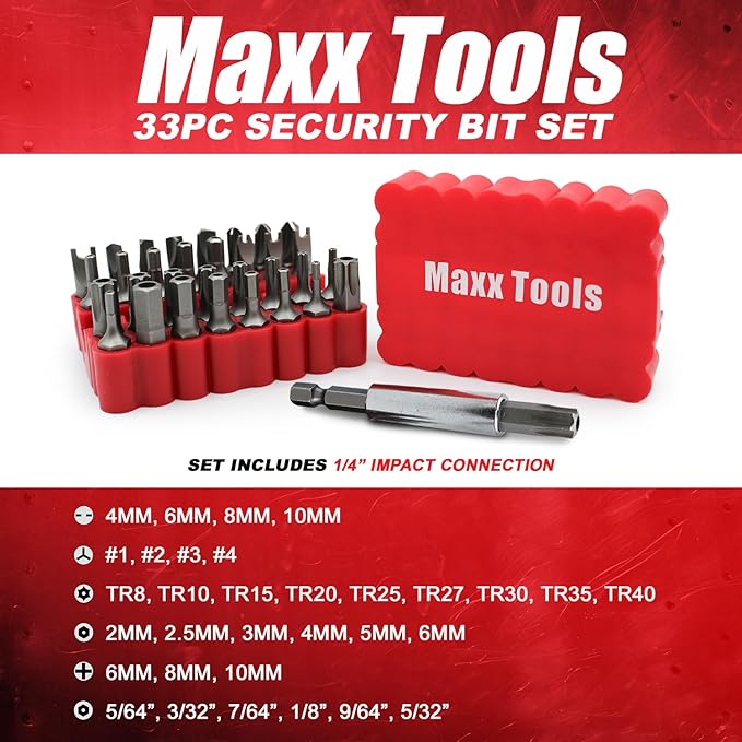 33 pc Security Bit Set with 2" Magnetic Extension Bit Holder