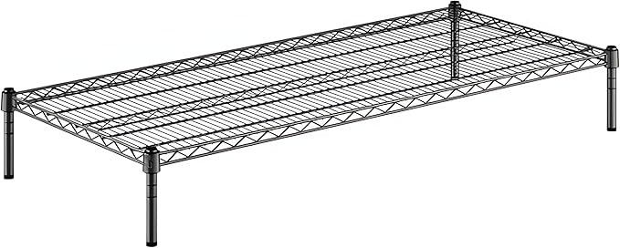 24" x 54" x 8" Black Epoxy Wire Storage Shelf, Dunnage Rack, Commercial 1 Tier Small Shelf