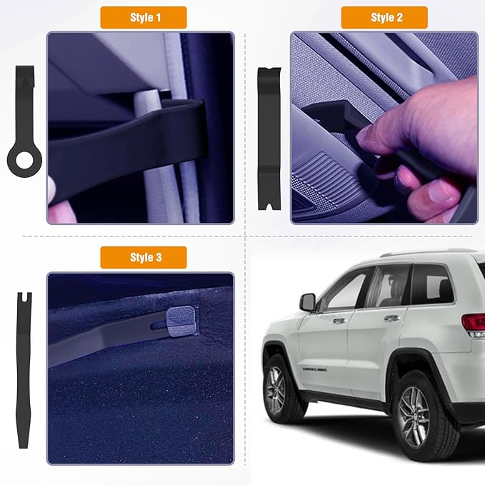 GOOACC 9PCS Auto Trim Removal Tool Kit No-Scratch Tool Kit for Car Audio Dash Window Molding Fastener Remover Tool Kit-Black