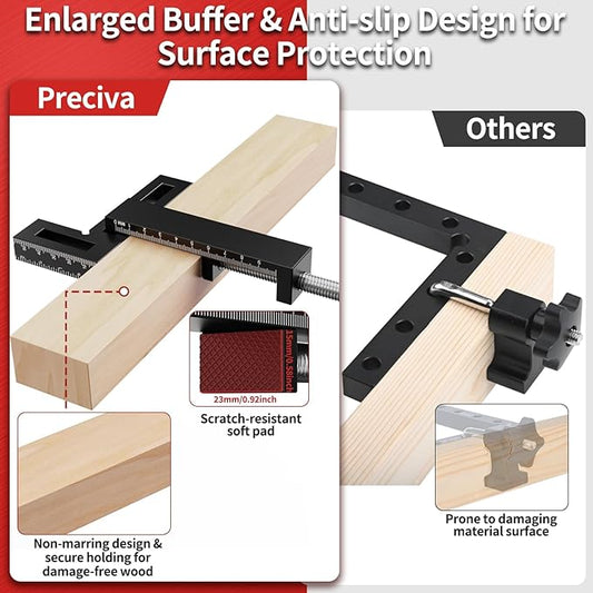 Preciva Corner Clamps for Woodworking, 90 Degree Positioning Squares with 4 C-Clamps, High-Strength Aluminum Alloy for Perfect Right Angle on Cabinets, Frames, Drawers (black-1)