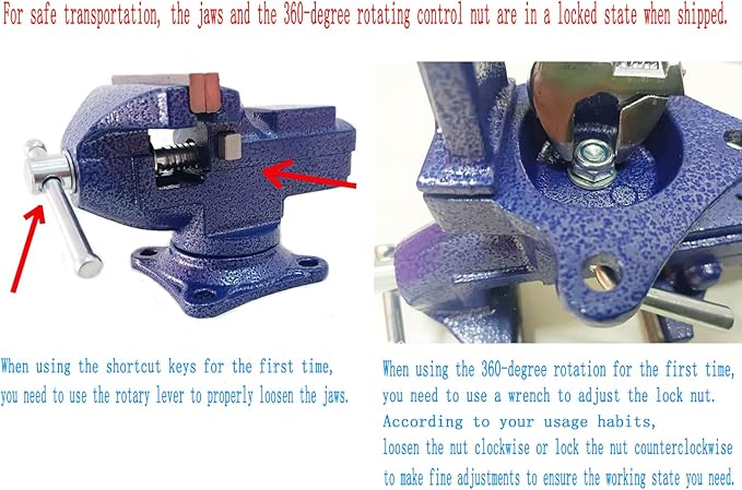 MYTEC Bench Vise or Table Vise, multifunctional jaw, multi-functional Combined Vise with Quick Adjustment, Universal Rotate 360째 Work Clamp-On Vise, 3.3" blue
