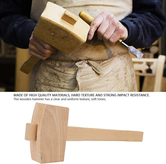 Wooden Mallet, 13.8In Wood Hammer, Handmade Chisel Mallet, Big Woodworking Mallets, Ergonomic Wood Carving Mallets, Outdoor Solid Wooden Camping Hammer for Furniture (L)