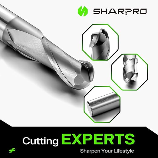 Extra Long Ball Nose End Mill 2 Flute 3/4 Inch SHK. and Cutting Dia. 3D Carving, High-Speed and Deep Cutting, AlCrN Coated, Apply for Alloy Steel, Stainless Steel and Various Cast Iron.