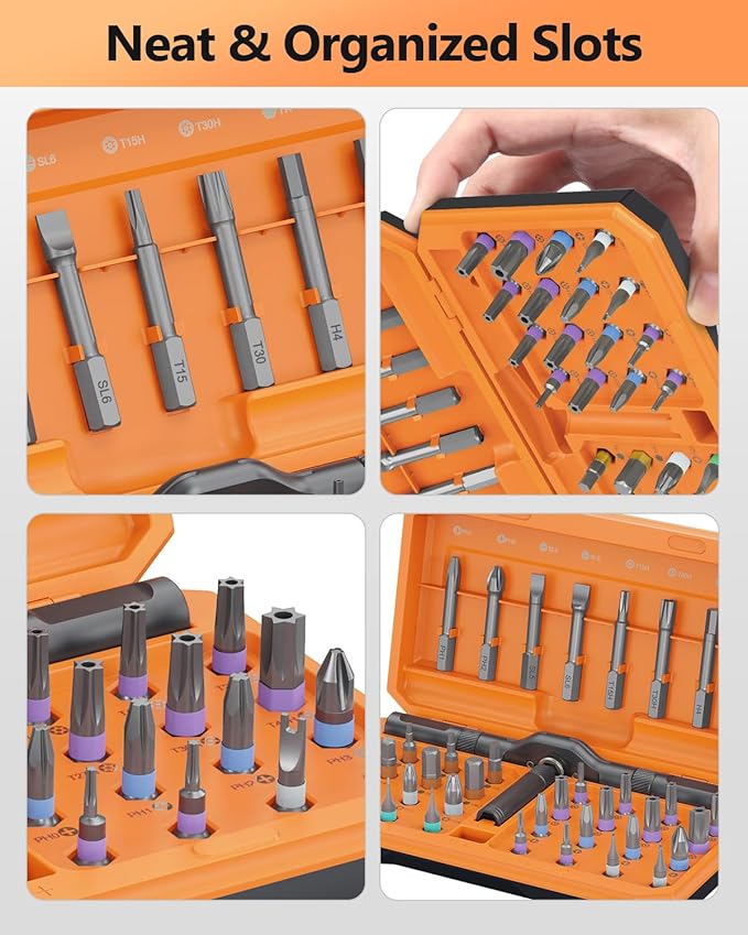 AMIR 42 in 1 Magnetic Screwdriver Set, Ratchet Screwdriver Set with Multi Bit, DIY Repair Tool Kit with Versatile T Handle for Furniture, Computer, Bicycle, Electronic Repair