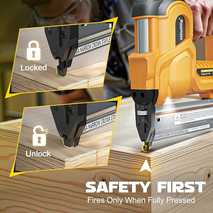 Cordless 2" Brad Nailer Compatible with Dewalt 20V Battery (No Battery), 2-in-1 Electric Nail Gun/Staple Gun, 18 Gauge Nail Gun Battery Powered with 1000 Nails for Wood Carpentry