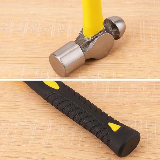 3 Pack 24 ounce Ball Pain Hammer, metal Ball Peen Hammer with soft anti slip handles, perfect for maintenance, use, camping
