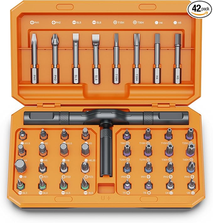 42 in 1 Magnetic Screwdriver Set, DIY Ratchet Screwdriver Set, Multi Bit Magnetic Drive Set with Detachable Ratchet Handle, Portable Compact Repair Tool Kit for Home Furniture Computer Bicycle