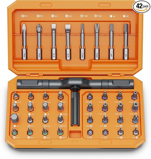 42 in 1 Magnetic Screwdriver Set, DIY Ratchet Screwdriver Set, Multi Bit Magnetic Drive Set with Detachable Ratchet Handle, Portable Compact Repair Tool Kit for Home Furniture Computer Bicycle