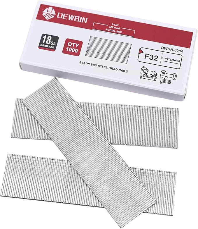 18 Gauge Stainless Steel Brad Nails, 1000 Counts 1-1/4-Inch 18GA Brad Nails, Nail Gun Nails for Pneumatic, Electric Brad Nailer Gun