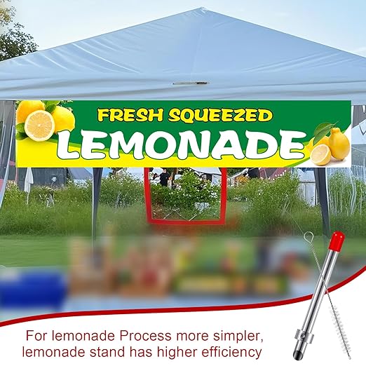 Lasnten 1 Pack Straw Puncher for Plastic Lids Lemonade Cups, Stainless Steel Straw Hole Puncher Punching Tools for Cafe Drinks Deli Container Fresh Squeezed Lemonade Stand Supplies(6.3 Inch,Red)