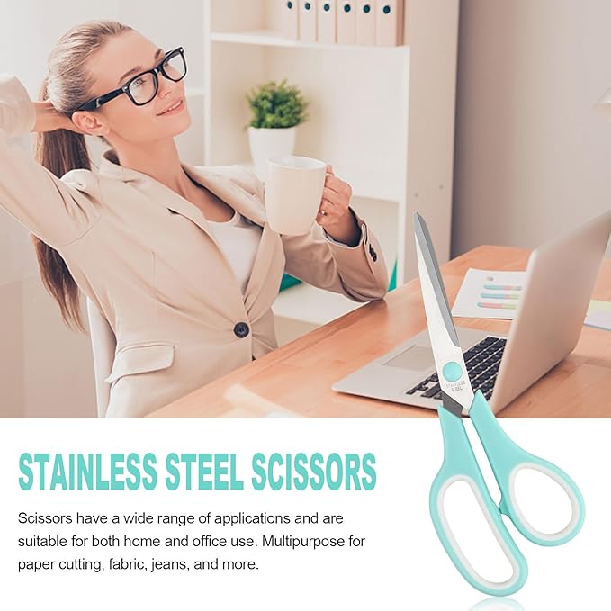 Multipurpose Stainless Steel Scissors 6.7" Pink Sharp Shears Comfort-Grip Scissors for Fabric Craft Office Supplies (Blue 7.7'')