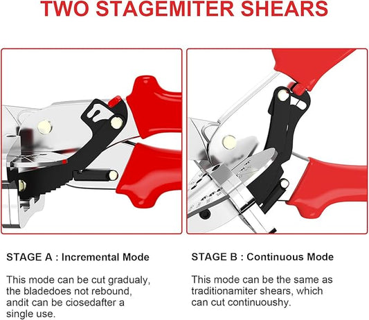 GARTOL Ratchet Miter Shears for Angular Cutting Molding Crafting, Shoe Molding & Quarter Round Cutting Tool Miter Cutter, Adjust at 45-135 Degree Multi-Angle Cutter Hand Tool for Soft Wood, PVC, MDF