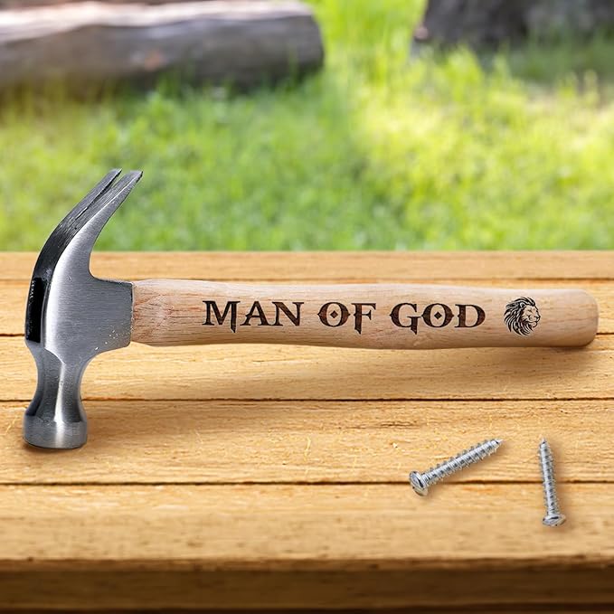 Jesuspirit - Engraved Hammer - Christimas Gifts, Wooden Hammer for Housework - Christian Gifts For Men, Father - Anniversary Gifts - Wedding Gift For Handy Man (Man Of God)