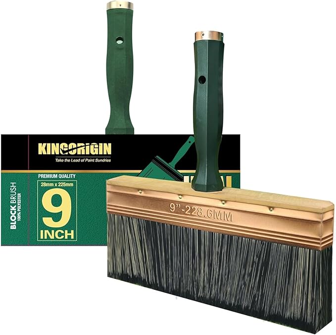 Deck Stain Brush, 9 Inch Deck Paint Brush with Threaded Handle for Extension Pole, Wide Large Brushes for Staining Wood, Fence, Walls, Lime Wash Paint Brush