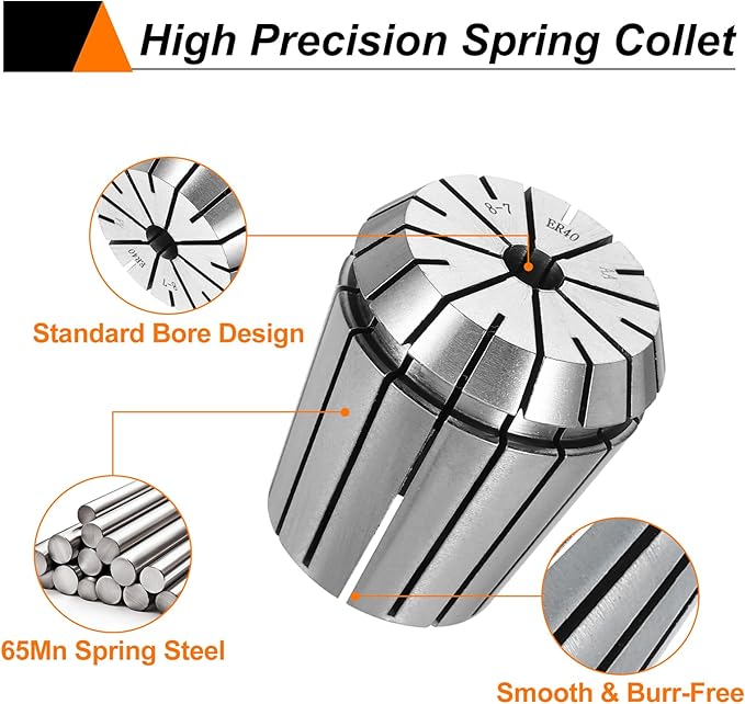 HARFINGTON Spring Collet Chuck ER40 8mm 65Mn Spring Steel Precision Router Collets for CNC Engraving Milling Lathe Tool