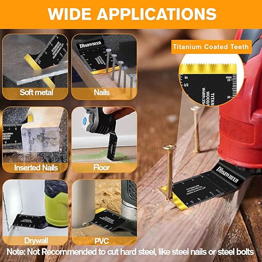 35PCS Multitool Blades Metal Cuts, Quick Release Oscillating Tool Blades for Metal Wood Nails Drywall Cutting, DIY and Pro Saw Blades Set Compatible with Dewalt Milwaukee Ryobi Dremel