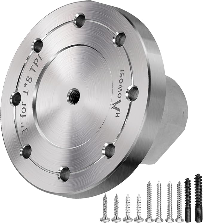 3" Steel Wood Lathe Faceplate,Faceplate for Wood Lathe,Lathe Face Plate Fit for 1" x 8TPI Spindle with Screwchuck