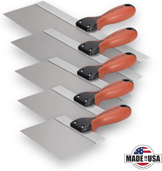 MARSHALLTOWN Drywall Taping Knife Set, 5-Piece Kit, 6-14 Inch Stainless Steel Blades, Made in the USA, DTKTP2