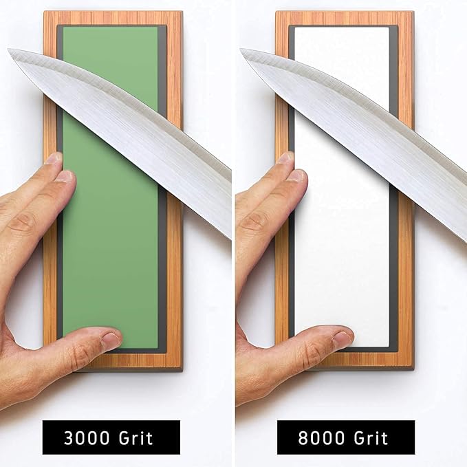 Sharp Pebble Knife Sharpening Stones Kit with 1000/6000 and 3000/8000 Grit with Flattening Stone & Angle Guide