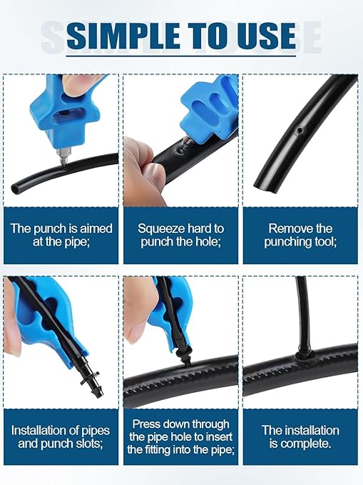 Kalolary 2Pcs Drip Irrigation Hole Punch, Drip Irrigation Tubing Hole Punch Lawn Garden Watering Tube Punch for 16/20/25/32 mm PE Pipe and Easier Emitter Insertion with 3 Punch Diameter Adjustment
