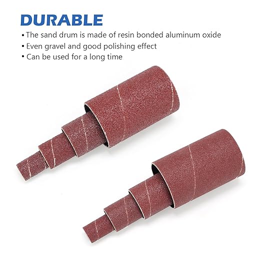 2-1/2’’Sanding Drum and Sleeves Set with 1/4’’, 1/8’’Shank and Rubber Eraser, Drill Sanding Kit for Sanding Polishing Multiple Materials Wood Fiberglass Metal, 80, 120 Grit-21PCS
