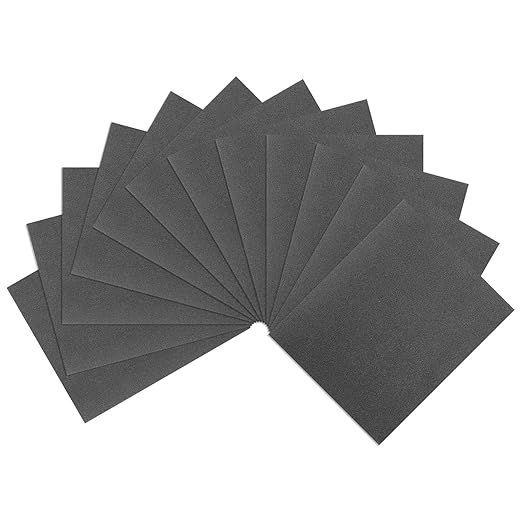 HARFINGTON 12pcs Sandpaper 80 Grit 9 x 11 Inch A-Weight Backing Silicon Carbide Abrasive Wet Dry Sanding Sheets for Wood Finishing, Metal Sanding, Automotive Polishing