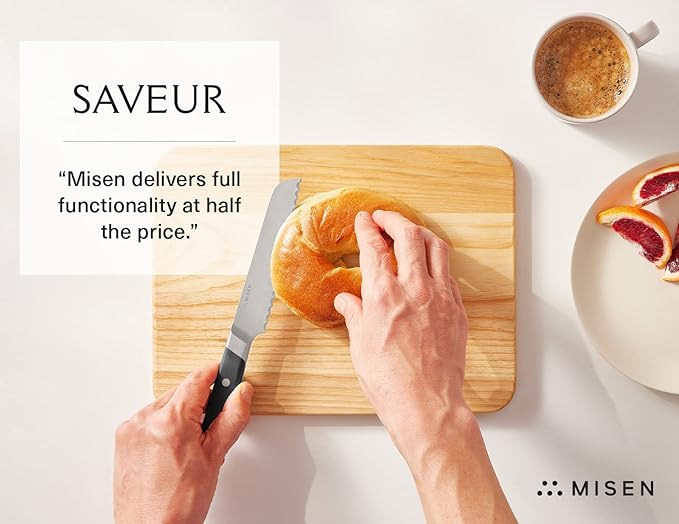 Misen Serrated Bread Knife - High-Carbon Japanese AUS8 Steel - Perfect for Soft Foods, Bread, Pastries, and Fruits - Verstatile Slicer, Razor-Sharp Edge, Durable Blade, Ergonomic Handle - 5", Black