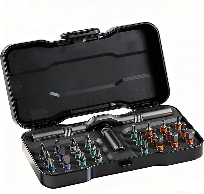 24 in 1 Magnetic Screwdriver Set, Multifunctional Screwdriver Tools, DIY Ratchet Screwdriver Set with Detachable Ratchet Handle&Storage Case Portable Repair Tool Kit for DIY, Laptops, Bicycles