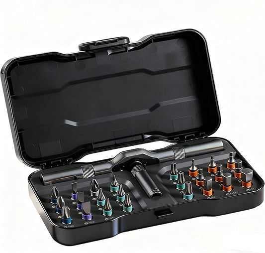 24 in 1 Magnetic Screwdriver Set, Multifunctional Screwdriver Tools, DIY Ratchet Screwdriver Set with Detachable Ratchet Handle&Storage Case Portable Repair Tool Kit for DIY, Laptops, Bicycles