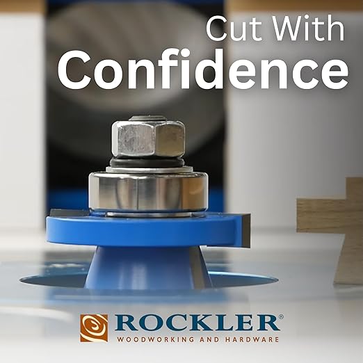 ROCKLER Shaker Rail & Stile Router Bits 1/2 Shank (Set of 2) Precision Balanced Cutter for Smooth Operation - Cabinet Door Router Bits for Stick Joints