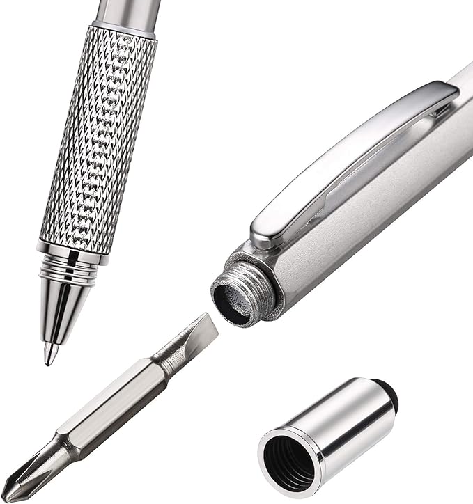 Zhanmai 8 Pcs Gift Pen for Men 6 in 1 Multitool Pen with Ruler Level Refills Screwdriver Stylus Christmas Stocking Stuffers Gift for Men Dad Husband Adults Birthday Present(Multiple Colors)