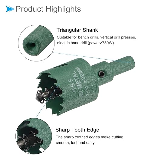 Bi-Metal Hole Saw, 32mm 1-1/4 Inch Dia Hole Saw, High Speed Steel Cutter - (Applications: for Wood Brass Zinc), 1-Pieces