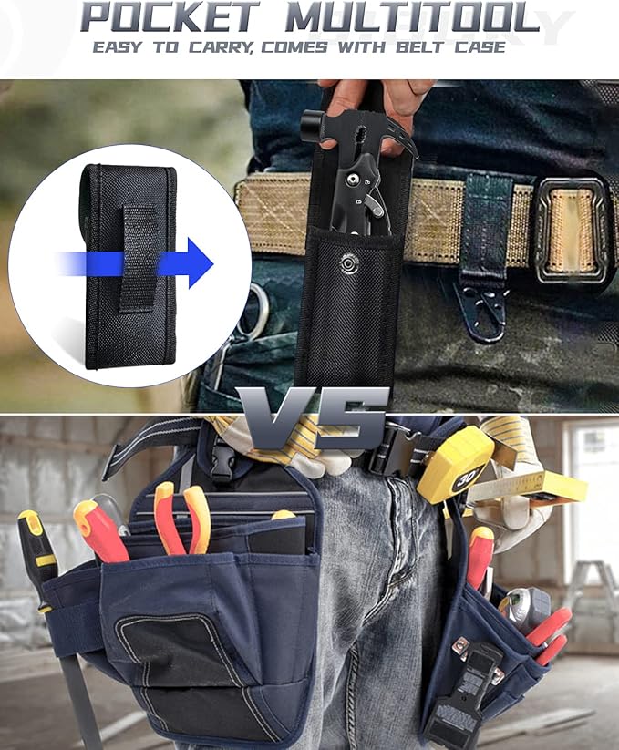 BIBURY Hammer Multitool, Christmas Stocking Stuffers for Men, 12-in-1 Survival Gear Outdoor Multi Tool, Gifts for Men Dad Him Husband, White Elephant Gifts for Adults, Anniversary Christmas Gifts