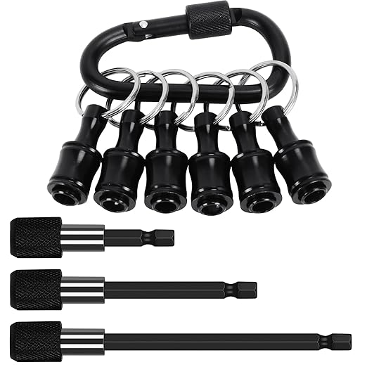 Bit Holder Drill Bit Extension Set, Upgrade Bit Holder Keychain 1/4" Hex Shank Aluminum Alloy Screwdriver Bits Holder, 3-Pack Quick Release Drill Bit Holder Tool Kit