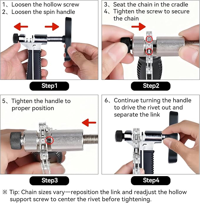 Bike Chain Breaker, Universal Road & Mountain Bicycle Chain Breaker Tool with Chain Hook, 3rd Generation Chain Tools for Routine Maintenance and Emergency Repair, Compact for Bike Bag