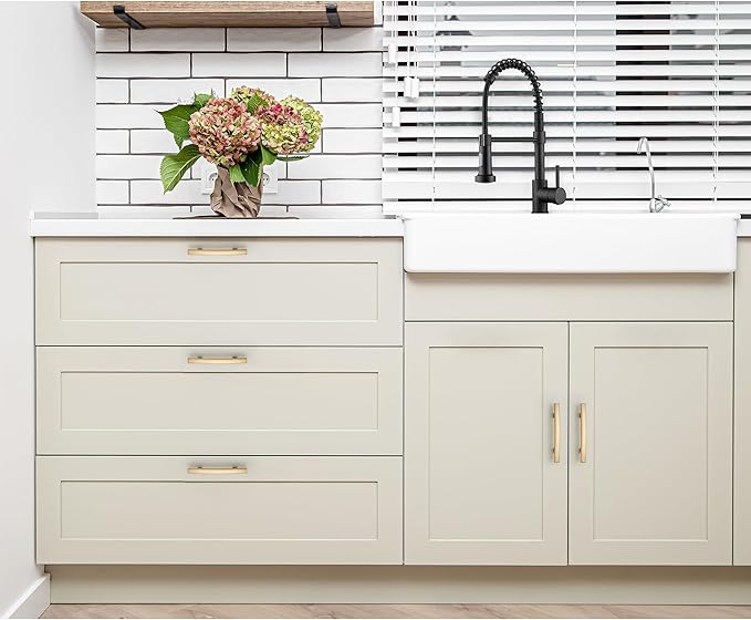 Ravinte 15 Pack | 5-3/16'' Curved Cabinet Pulls Champagne Bronze Kitchen Drawer Pulls Arch Cabinet Handles 5-3/16?쒵ength, 3??Hole Center
