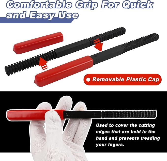 3Pcs Thread File Set, Thread Restorer File Set, Thread Restoring Chaser Files Metric and SAE, High Carbon Steel Thread Repair Tool for Thread Repair File Set, Thread Cleaner Tool