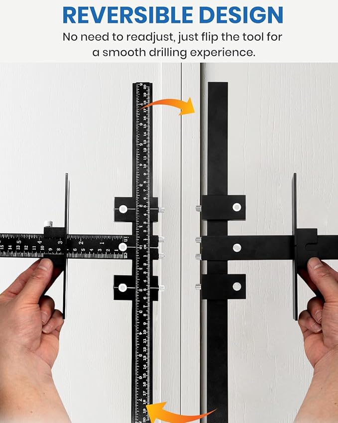 New Cabinet Hardware Jig Tool Set - Aluminum Alloy Cabinet Handle Jig ??With Automatic Center Punch, Cabinet Jig 14-Piece - Adjustable Drill Guide for Cabinet Installing/Drawer Knobs - Door Pulls