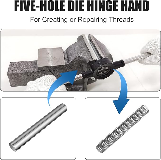 45pcs Large Metric Tap and Die Set, M6-M24 Thread Repair Kit with Rethreading Tools & Thread Chasers, External and Internal Thread Cutting & Repair Tool Kit, Complete Accessories and Storage Case