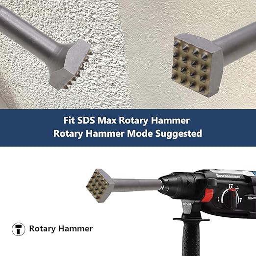 8 1/4??16 Pins Concrete Repair Patch Preparation Bushing Tool with SDS Max Shank, Square Head Concrete Roughness Removal Bit for Rotary Hammer (8 1/4??SDS Max Bush Hammer)