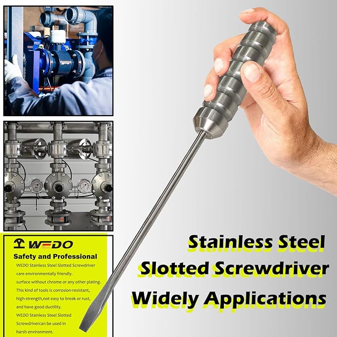 WEDO Stainless Steel Slotted Screwdriver, Flat Head Screwdriver, Corrosion Resistant, Rust Proof, 4 * 75mm