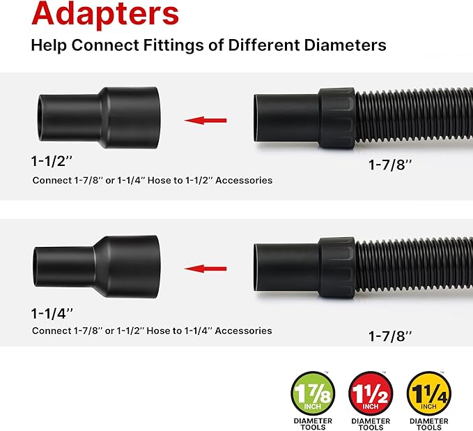 Shop-Vac Premium Universal Hose Plastic 8'X 1-7/8", Vacuum Hose Compatible with Rigid, Dewalt, Husky, Craftsman, Bauer, Masterforce Vacuum Cleaners
