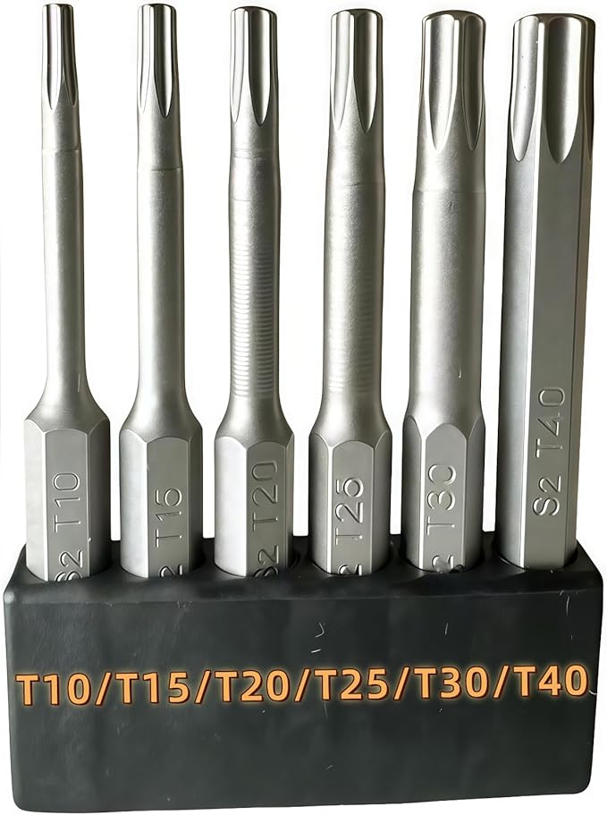 6-pack,torx screwdriver set,tamper proof torx bit set,security 1.96 inches long,S2 alloy steelmaterial, para,star bits (T10/T15/T20/T25/T30/T40)