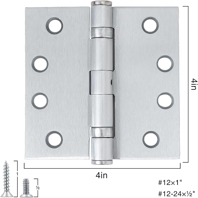1 Pack Satin Chrome 4 Inch Heavy Duty Commercial Ball Bearing Door Hinges