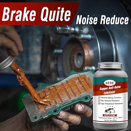 Keze Anti Seize Lubricant Copper Grease High Temp Anti-Seize Spark Plug Grease Prevent Salt and Moisture Heat Resistant Auto Lubrication Bottle Brushes for Caliper Pin Oxygen Sensor Lawnmower, 8 Oz