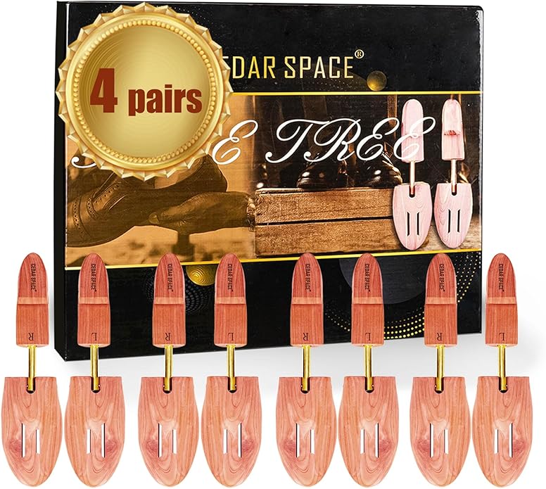 Cedar Space Wooden Shoe Stretcher Tree, 6.5-14 Sizes Cedar Wood Shoe Trees,2/4PC Shoe Stretcher for Men, Sneakers,Boots